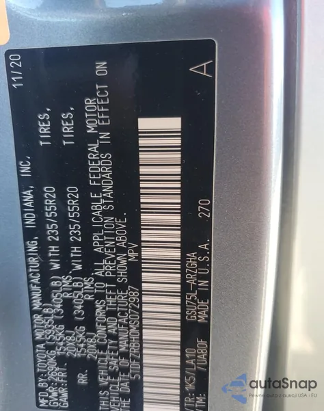 2021 Toyota Highlander Platinum from USA, damaged, VIN 5TDFZRBH0MS072987